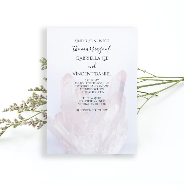 Invitation Mariage de cristaux violets Lavande Lumière (Set a zen tone for your marriage with the serene Light Lavender Purple Crystal Wedding Invitation.)