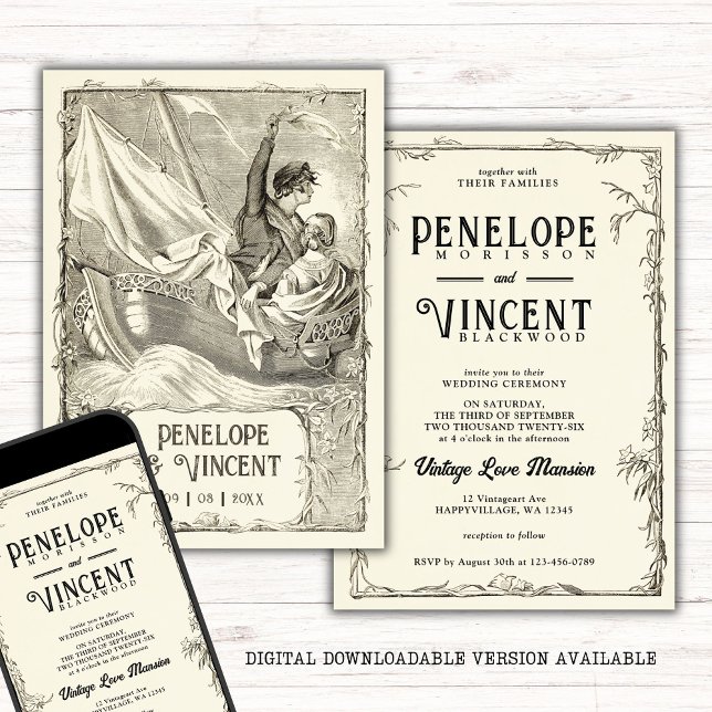 Invitation Mariage de croisière vintage (Créateur téléchargé)