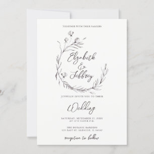 Invitation Mariage de croquis floral rustique