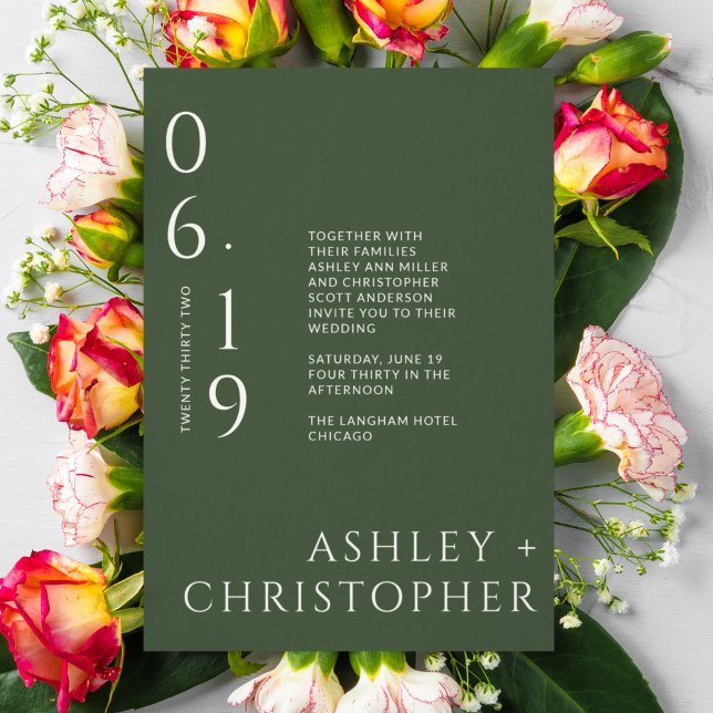 Invitation Mariage de date de fractionnement vert de la mouss (Créateur téléchargé)
