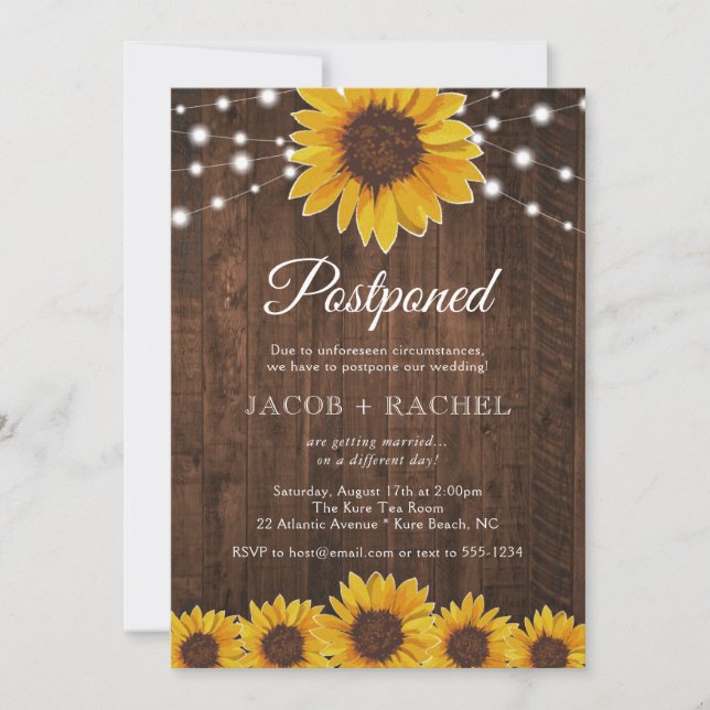 Invitation Mariage de date de report des feux de tournesol ru (Devant)
