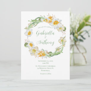 Invitation Mariage de de couronne de jonquille blanche et ja