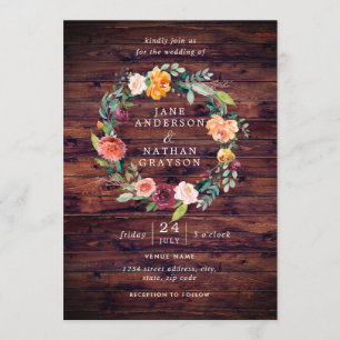 Invitation Mariage de de courroie florale rustique