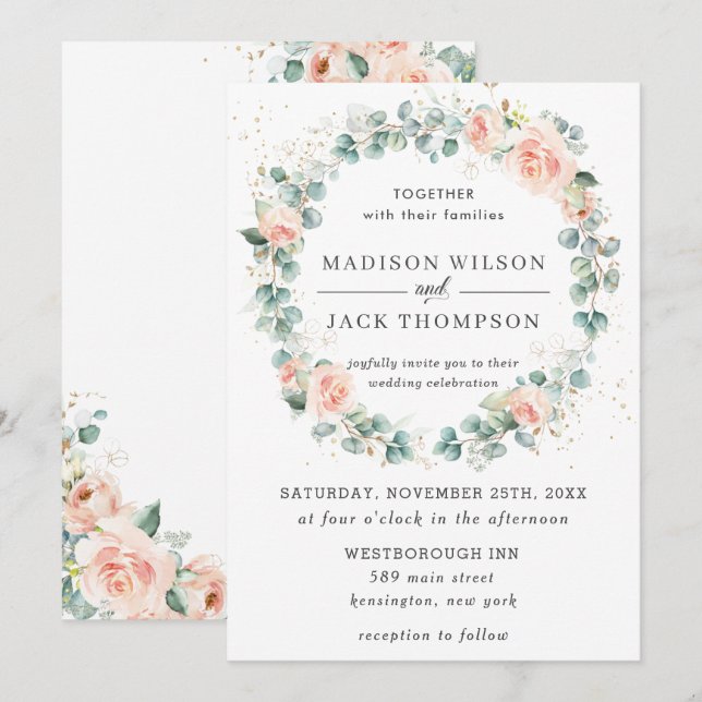 Invitation Mariage de  de fleurs de bracelet rustique (Devant / Derrière)