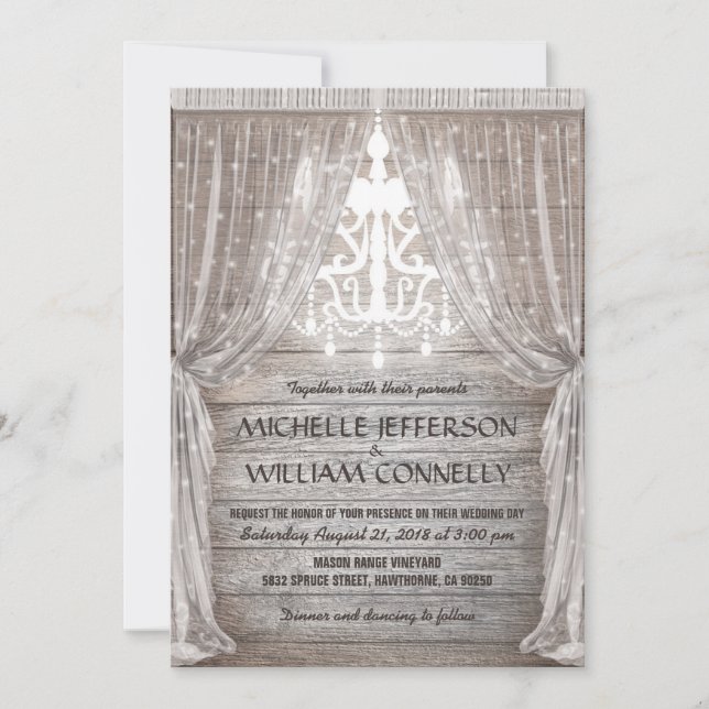 Invitation Mariage de  de la tour de chandelier rustique (Devant)