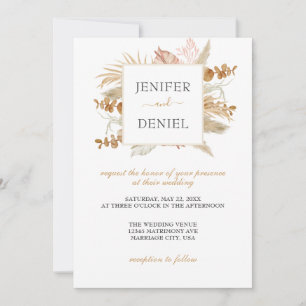 Invitation Mariage de décoration à fleurs de palmiers et de p