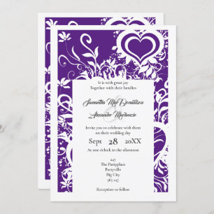 Invitation mariage de découpe de papier à fleurs mauve et bla