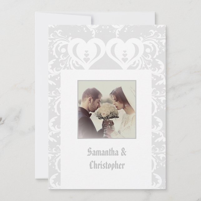 Invitation Mariage de découpe de papier gris (Dos)