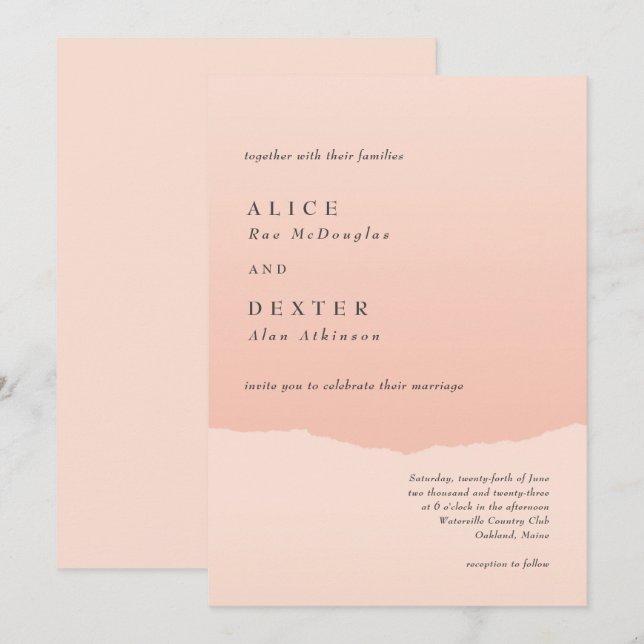 Invitation Mariage de dégradé moderne classique (Devant / Derrière)