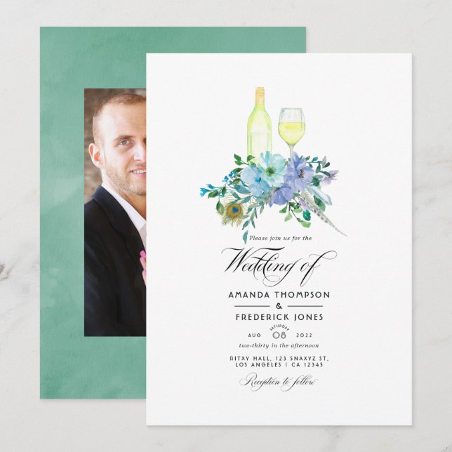 Invitation Mariage de dégustation de vin de pinte et de sauce (Devant / Derrière)