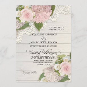 Invitation Mariage de dentelle de campagne russe sur les hydr