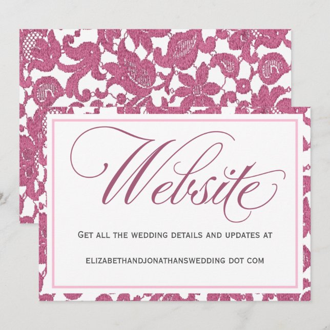 Invitation Mariage de dentelle rose Cranberry (Devant / Derrière)