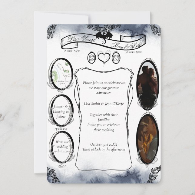 Invitation Mariage de dés d'Imaginaire de table Blue D20 RPG (Devant)