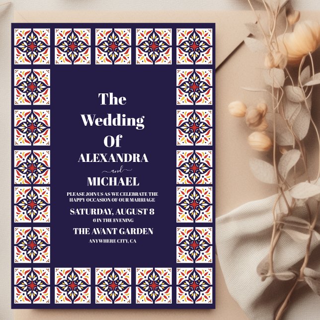 Invitation Mariage de design Talavera mexicain (Créateur téléchargé)