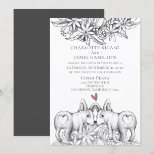 Invitation Mariage de dessin mignon Corgi Chien