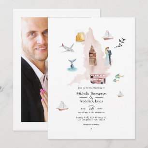 Invitation Mariage de destination aquarelle Angleterre Royaum