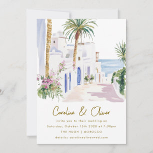 Invitation Mariage de destination aquarelle sur la côte maroc
