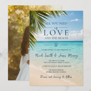 Invitation Mariage de destination côtière Amour et La Plage 