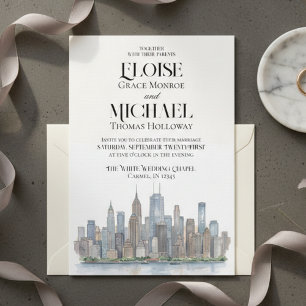 Invitation Mariage de Destination de la Silhouette Urbaine de