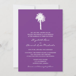 Invitation Mariage de destination des palmiers pourpres