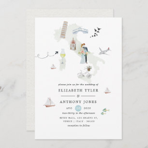 Invitation Mariage de destination en Aquarelle italienne