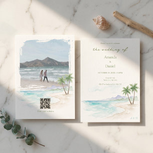 Invitation Mariage de Destination Hawaii Photo de Plage à l'A