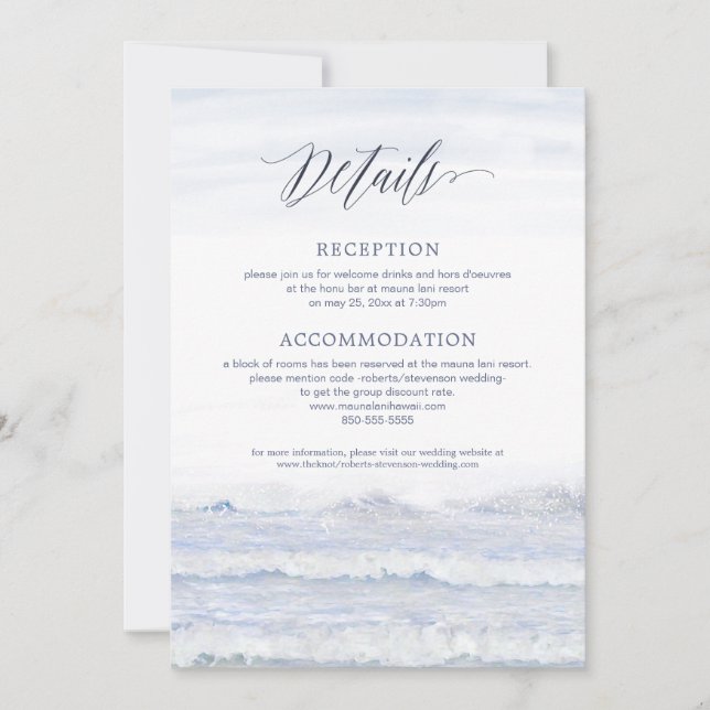 Invitation Mariage de destination, mariage de plage, suite Oc (Devant)
