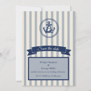 Invitation mariage de destination maritime à rayures d'ancrag
