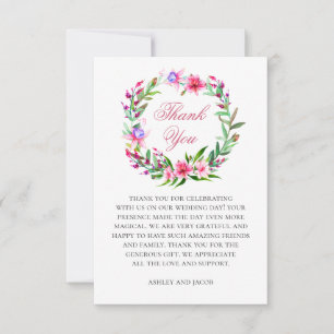 Invitation Mariage de destination. Merci pour les fleurs trop