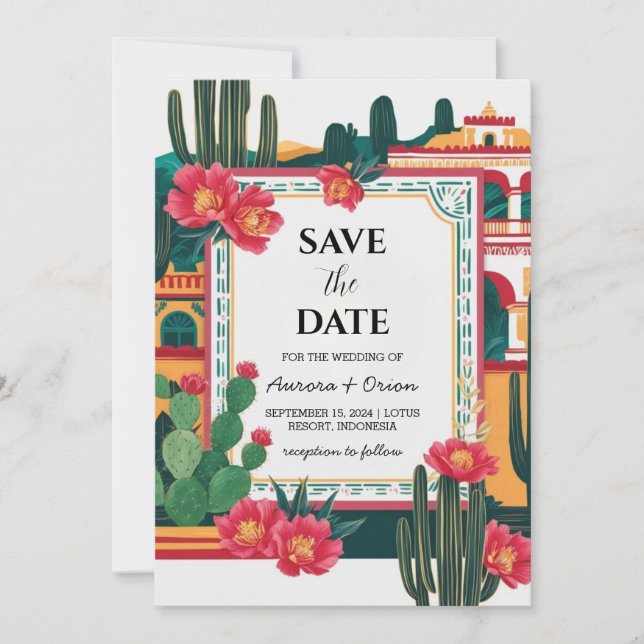 Invitation mariage de destination mexique enregistrer les dat (Devant)