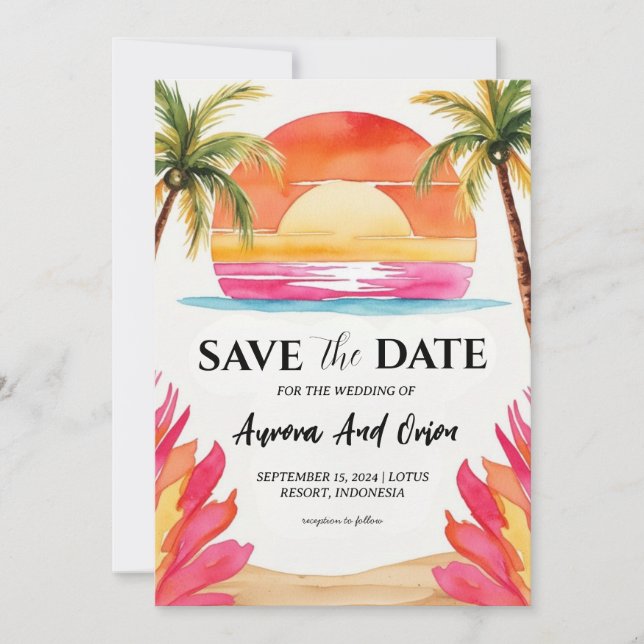 Invitation mariage de destination mexique enregistrer les dat (Devant)