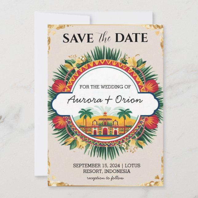 Invitation mariage de destination mexique enregistrer les dat (Devant)