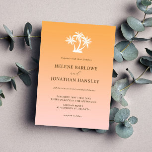Invitation Mariage de destination minimaliste de palmiers tro