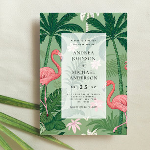 Invitation Mariage de Destination Palmier Tropical Flamant Ro