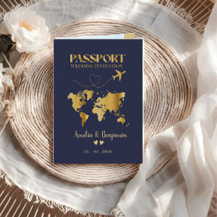 Invitation Mariage de destination Passeport de voyage Cœur d'