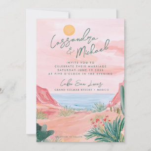 Invitation Mariage de destination rose au Mexique