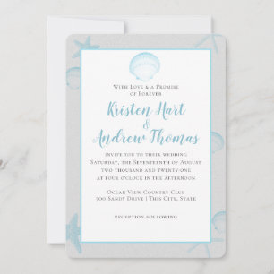 Invitation Mariage de destination Silver Shells