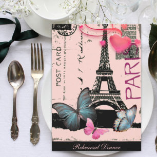 Invitation mariage de destination tour eiffel rose Paris