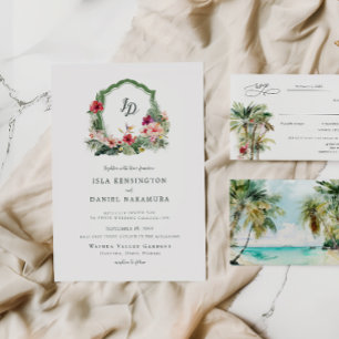 Invitation Mariage de Destination Tropical Crest Hibiscus Haw