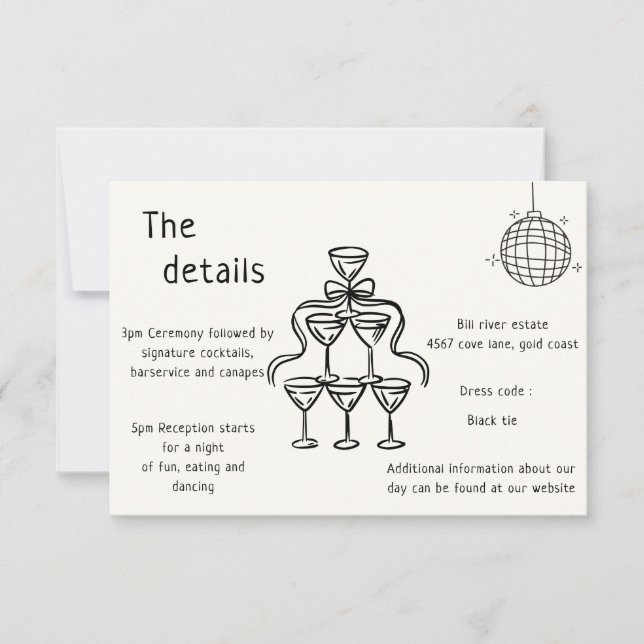 Invitation Mariage de détails du code QR Mariage manuscrit (Devant)