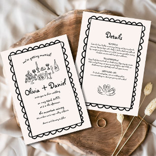 Invitation Mariage de détails funky dessiné main lunaire