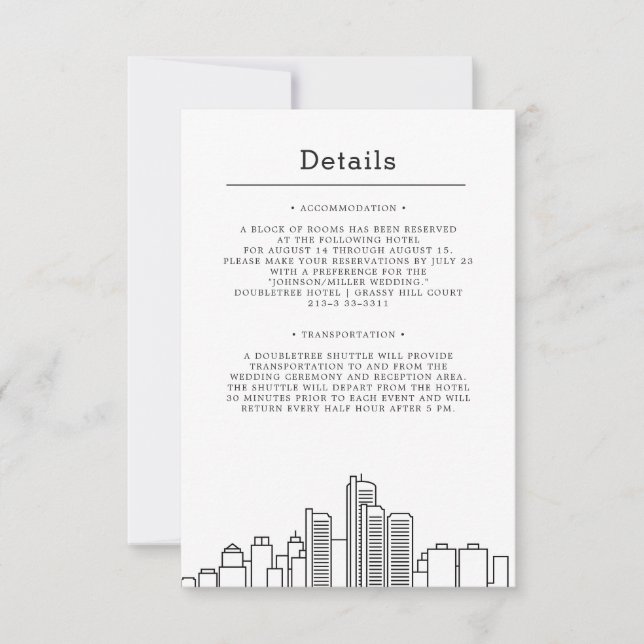 Invitation Mariage de Detroit | Détails de l'invité (Devant)