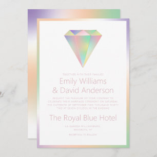 Invitation Mariage de diamant arc-en-ciel Iridescendant moder