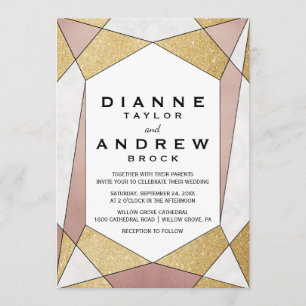 Invitation Mariage de diamant géométrique Glam