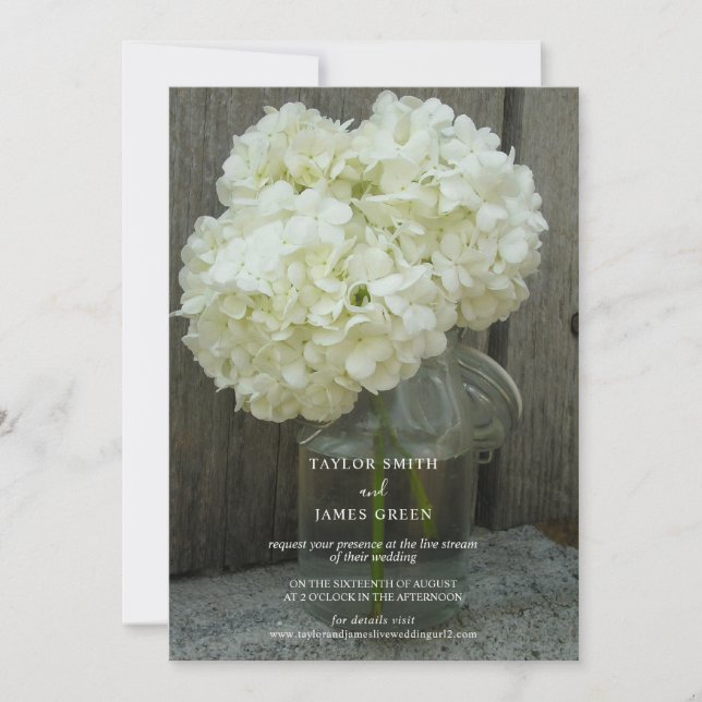 Invitation Mariage de diffusion en continu virtuel Hydranges  (Devant)
