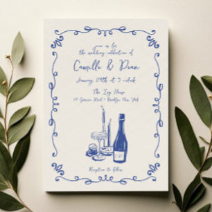 Invitation Mariage de dîner illustré avec lettres à la main