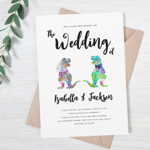 Invitation Mariage de Dinosaures : la mariée et le marié T-Re