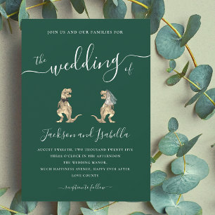 Invitation Mariage de Dinosaures la mariée et le marié T-Rex