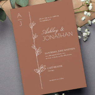 Invitation Mariage de diviseur botanique moderne Terracotta