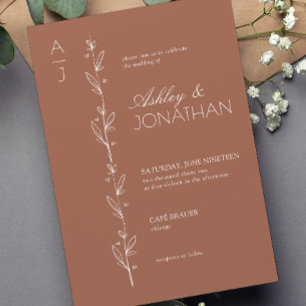 Invitation Mariage de diviseur botanique moderne Terracotta